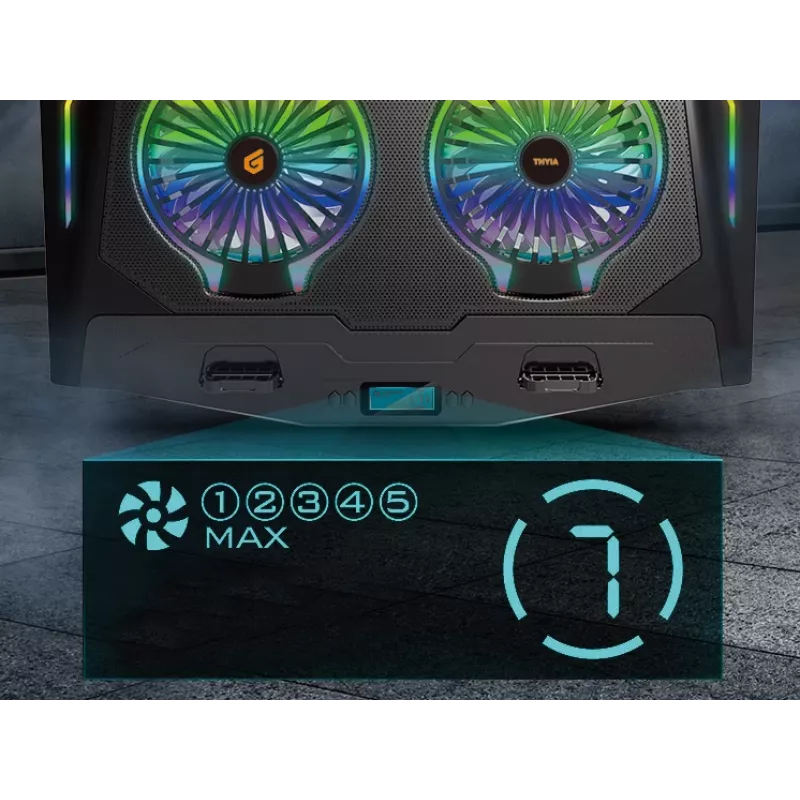 Conceptronic THYIA ERGO soporte refrigerador gaming para portátil con 2 ventiladores, 43,2 cm (17
