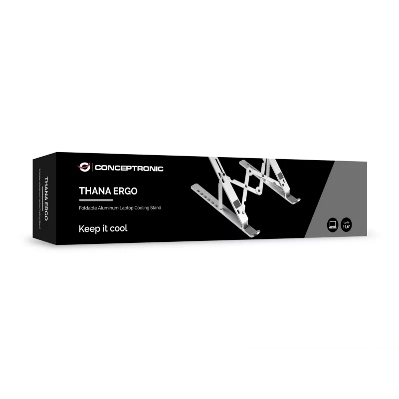 Conceptronic THANA04S ERGO soporte refrigerador plegable para portátil de aluminio