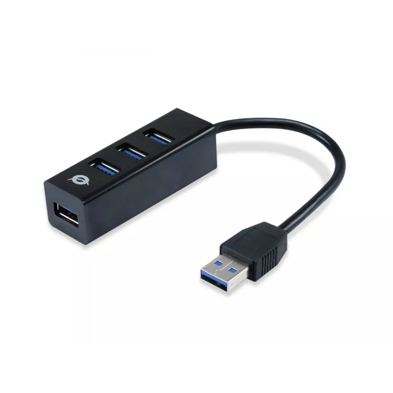 Hub USB Conceptronic HUBBIES hub USB 3.0 de 4 puertos con adaptador USB-C OTG