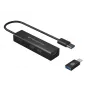 Conceptronic hub de aluminio USB 3.0 de 4 puertos con adaptador USB-C a USB-A
