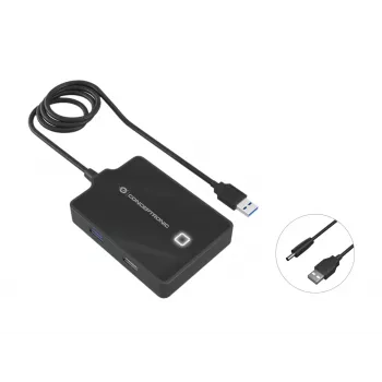 Conceptronic HUBBIES hub USB 3.0/2.0 de 4 puertos, cable de 90 cm, USB 3.2 Gen 1 (3.1 Gen 1) Type-A, negro, USB 2.0, USB 3.2 Gen 1 (3.1 Gen 1) Type-A, China, 87 mm, 55 mm