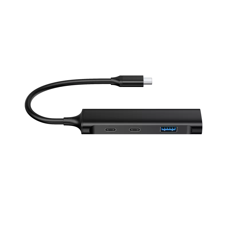 Conceptronic HUBBIES hub USB 3.0 de 4 puertos, 2 conectores USB-C y 2 USB-A, carcasa de aluminio, conector macho USB-C