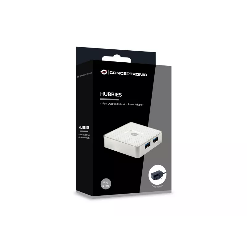 Conceptronic HUBBIES03W hub de interfaces USB 3.2 Gen 1 (3.1 Gen 1) Micro-B 5000 Mbit/s blanco