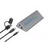 Conceptronic HUBBIES18G combinación de hub y cargador USB 3.0 10 en 1 60W, cable 2 en 1 USB-C-USB-A, USB 3.2 Gen 1