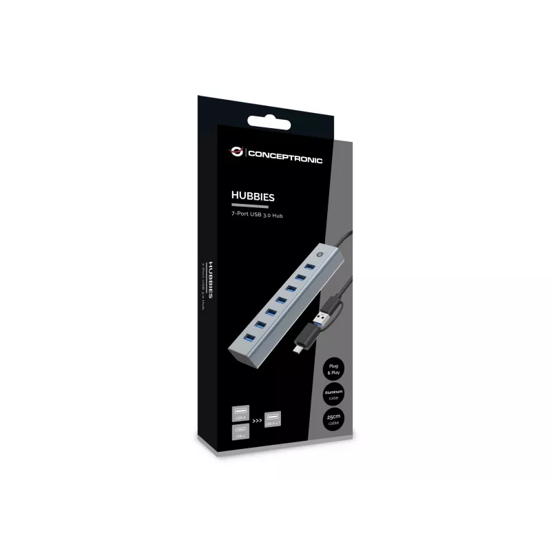 Conceptronic HUBBIES21G hub USB 3.0 de 7 puertos, 5 Gbit/s, USB-A x 7
