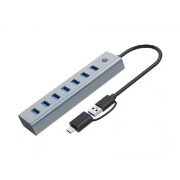 Conceptronic HUBBIES21GP hub USB 3.0 de 7 puertos con fuente de alimentación, 5 Gbit/s, USB-A x 7