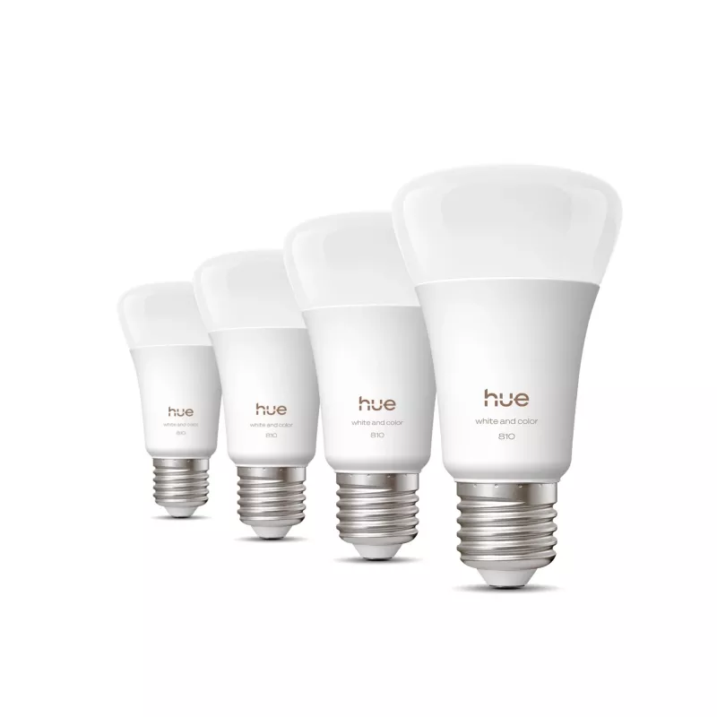 Bombilla inteligente Philips A60 E27, Bluetooth/Zigbee, 6 W, 810 lm, blanca, pack de 4