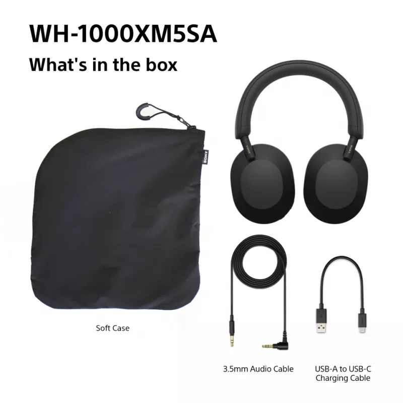 Sony WH-1000XM5SA Auricular Con cable e inalámbrico Diadema Música USB Type-C Bluetooth Negro