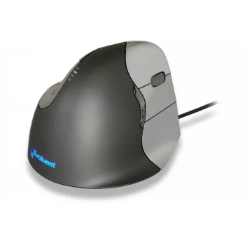 BakkerElkhuizen Evoluent 4, diestro, diseño vertical, láser, 2600 DPI, negro, gris, plata