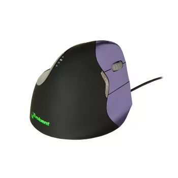 BakkerElkhuizen Evoluent 4 Small, para diestros, diseño vertical, láser, USB Type-A, 2600 DPI, negro, lila