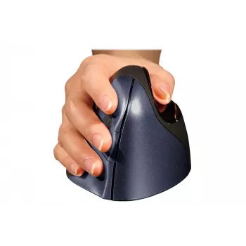 BakkerElkhuizen Evoluent 4 Wireless, para diestros, diseño vertical, láser, RF inalámbrico, 2600 DPI, negro, azul