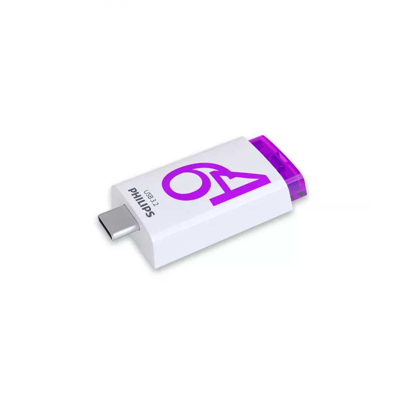 Philips Click Unidad flash USB 64 GB USB Type-C 3.2 Gen 1 (3.1 Gen 1) Violeta, Blanco