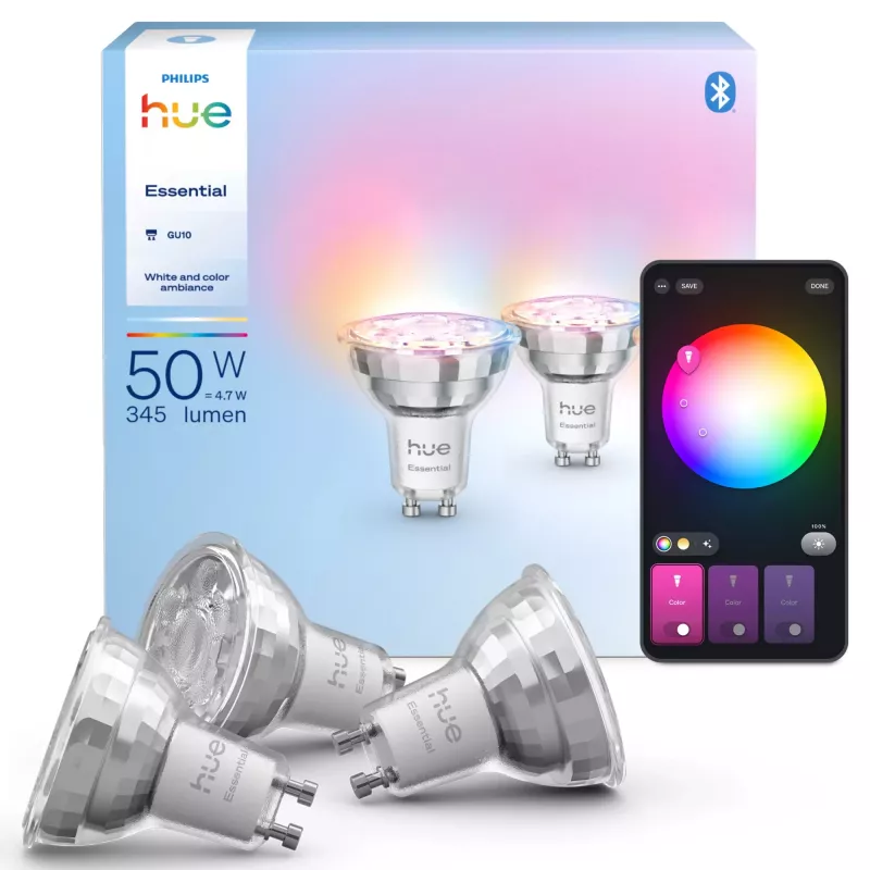 Philips Hue White and colour ambience Essential GU10 – foco inteligente – 345 lm – 4,7 W – pack de 3