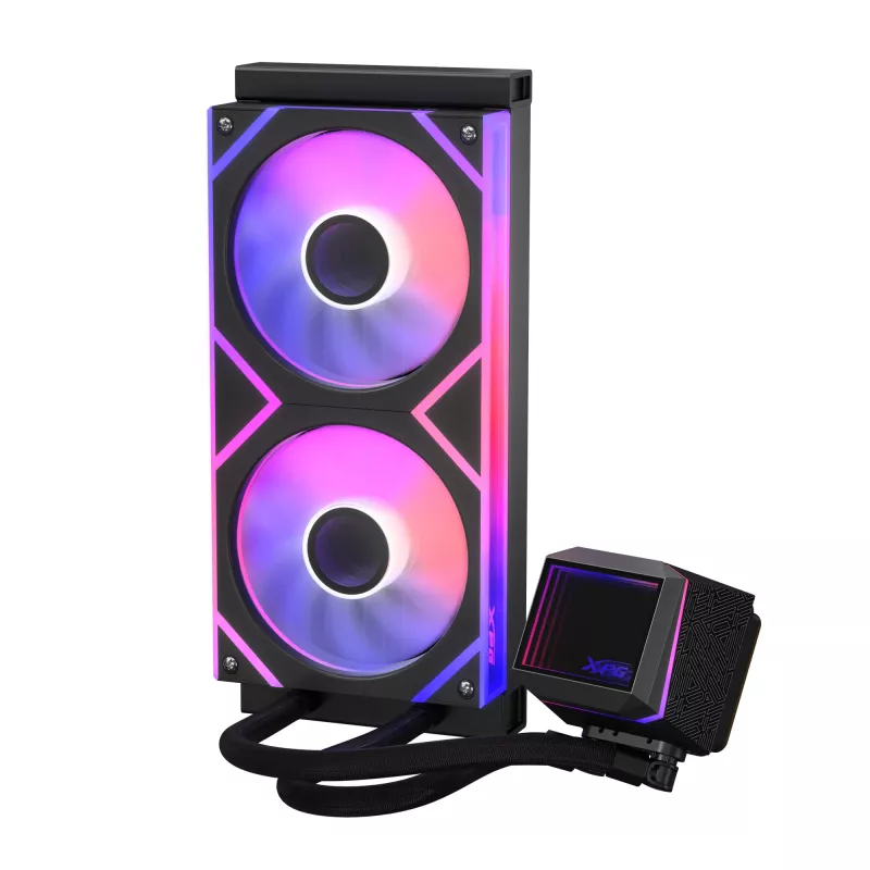ADATA XPG Levante II 240 refrigeración líquida AIO para CPU, 240 mm, 2 ventiladores ARGB de 120 mm, negro