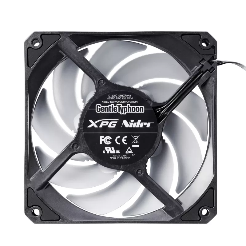 XPG VENTO PRO 120 PWM Negro, Ventilador, 12 cm, 450 U/min, 2500 U/min, Negro, Blanco