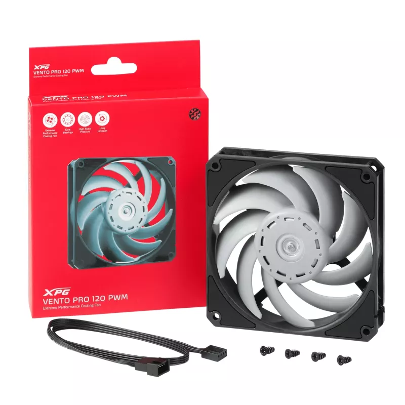 XPG VENTO PRO 120 PWM Negro, Ventilador, 12 cm, 450 U/min, 2500 U/min, Negro, Blanco