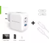Cargador Conceptronic 3 puertos 67W GaN USB PD con cable de carga USB-C, USB-C x 2, USB-A x 1, QC 3.0, PPS