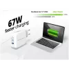 Cargador Conceptronic 3 puertos 67W GaN USB PD con cable de carga USB-C, USB-C x 2, USB-A x 1, QC 3.0, PPS