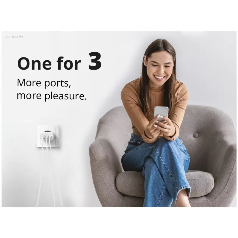 Cargador Conceptronic 3 puertos 67W GaN USB PD con cable de carga USB-C, USB-C x 2, USB-A x 1, QC 3.0, PPS