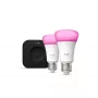 Philips Hue White and Colour Ambiance kit de inicio, Hue Bridge Pro + 2 bombillas LED E27 A60, Bluetooth/Zigbee, 1100 lm