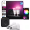 Philips Hue White and Colour Ambiance kit de inicio, Hue Bridge Pro + 2 bombillas LED E27 A60, Bluetooth/Zigbee, 1100 lm