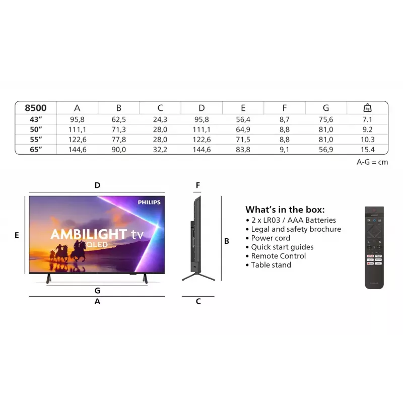 Philips 55PUS8500/12 televisor 139,7 cm (55 pulgadas) 4K Ultra HD QLED Ambilight Smart TV Wi-Fi, negro