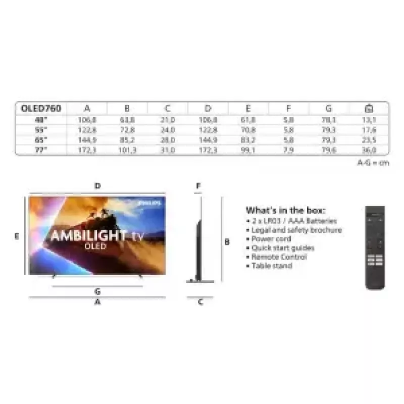 Philips Ambilight 48OLED760/12 TV OLED 121,9 cm (48 pulgadas) 4K Ultra HD 120 Hz Smart TV Wi-Fi gris
