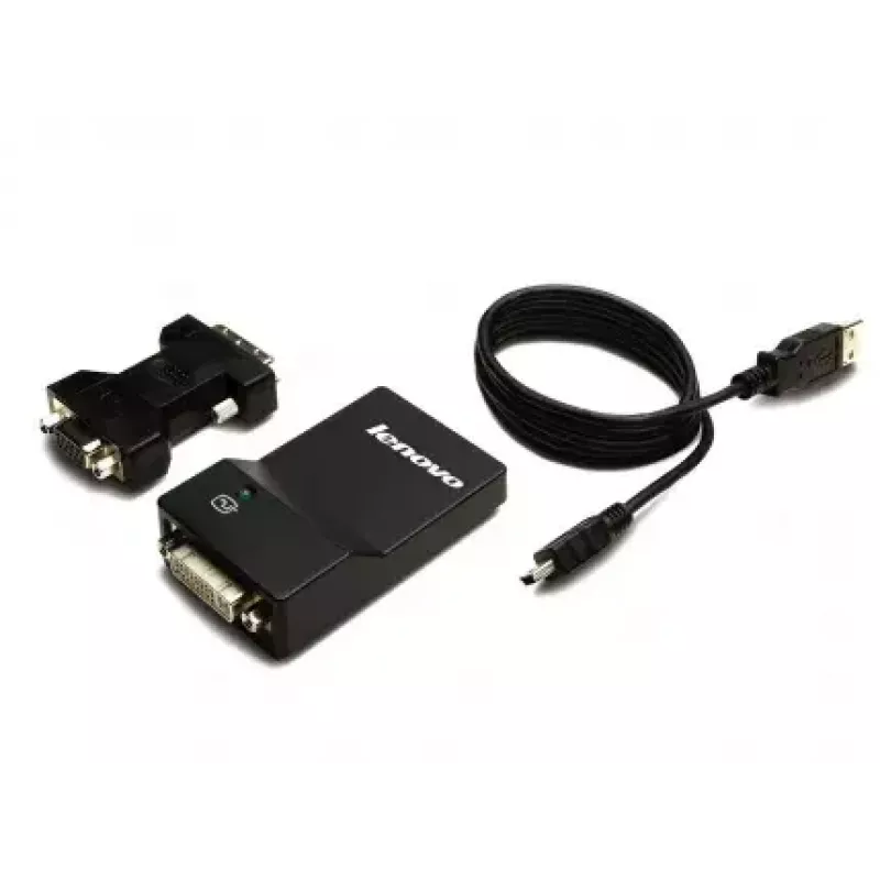 Lenovo USB 3.0 - DVI/VGA Adaptador gráfico USB 2048 x 1152 píxeles Negro