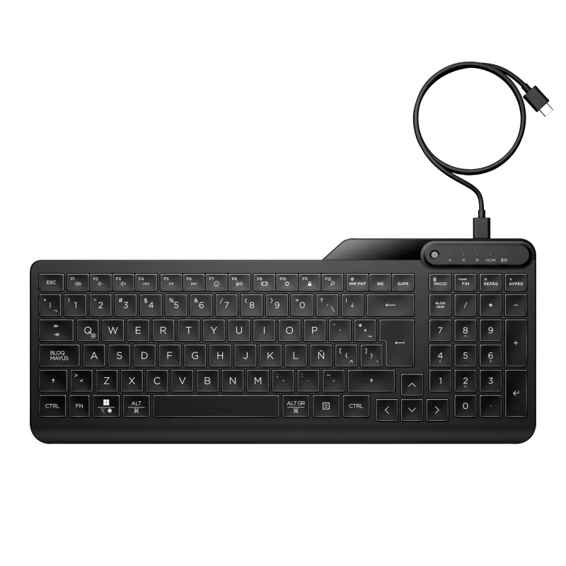 Teclado con retroiluminación HP 400 Tamaño completo USB Negro