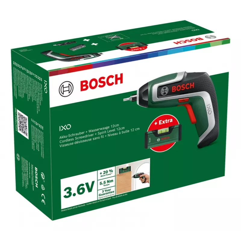 Atornillador a batería Bosch IXO 7 con set de 32 puntas, destornillador manual recargable