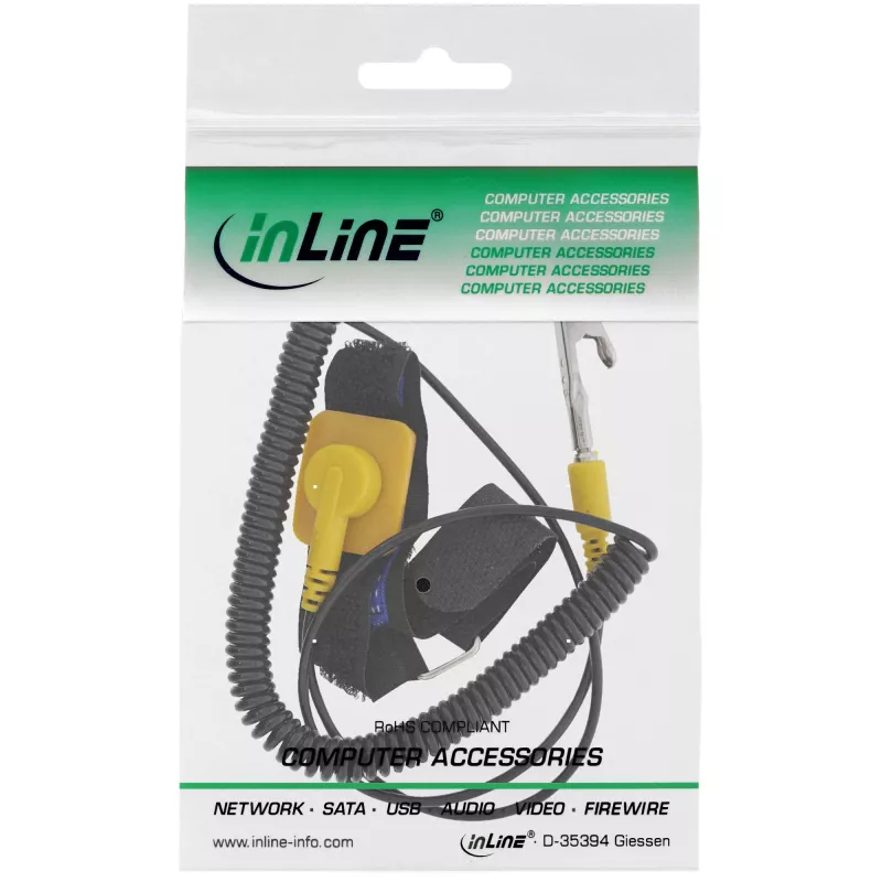 InLine Pulsera antiestática para sesiones de trabajo seguras ESD PC/Servidor Negro 34g