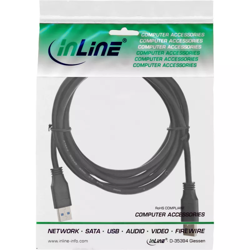Cable InLine USB 3.2 Gen.1 Type-A macho / A macho, negro, 1m