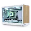 Caja PC Lian Li A3-mATX Micro Tower — Blanca con madera, compatible con fuentes ATX/SFX/SFX-L, Micro-ATX/Micro-ITX, 1x 3,5