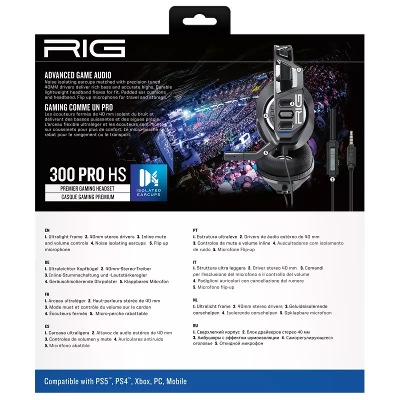 Nacon RIG 300 PRO HS auriculares gaming, negros