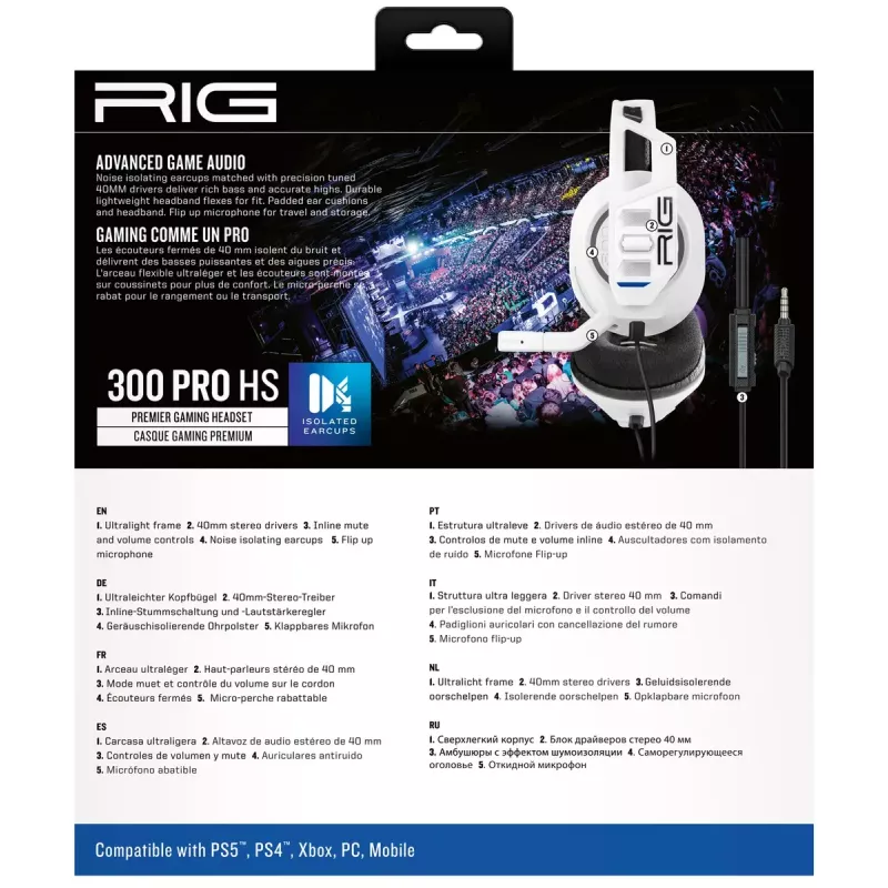 Nacon RIG 300 PRO HS auriculares gaming, blancos