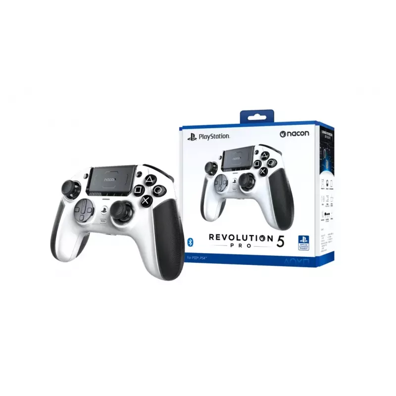 Gamepad bigben interactive NACON Revolution 5 Pro — mando inalámbrico Bluetooth para PC, PS4, PS5, cable de 3 m, negro/blanco