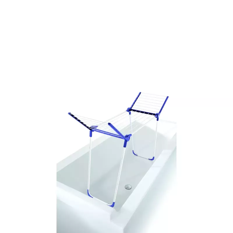 Leifheit Pegasus 120 Solid Compact 81720 tendedero de suelo plegable, 12 m de longitud de tendido, 76 x 149 x 43 cm, azul/blanco
