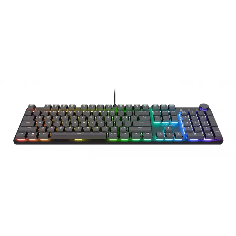 Trust GXT 866 Torix 24910 teclado mecánico para gaming, con cable USB, retroiluminado, QWERTY US International, negro