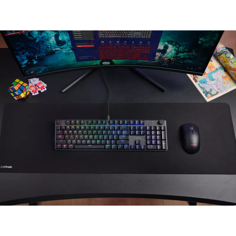 Trust GXT 866 Torix 24910 teclado mecánico para gaming, con cable USB, retroiluminado, QWERTY US International, negro