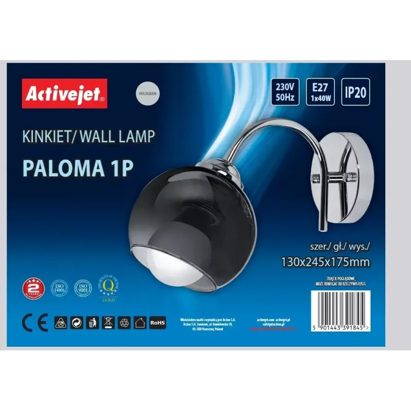 Activejet AJE-PALOMA 1P E27 1x40W lámpara de pared