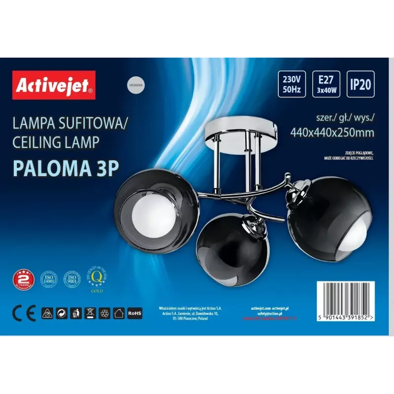 Activejet AJE-PALOMA 3P lámpara colgante, 3x E27, 3x40W