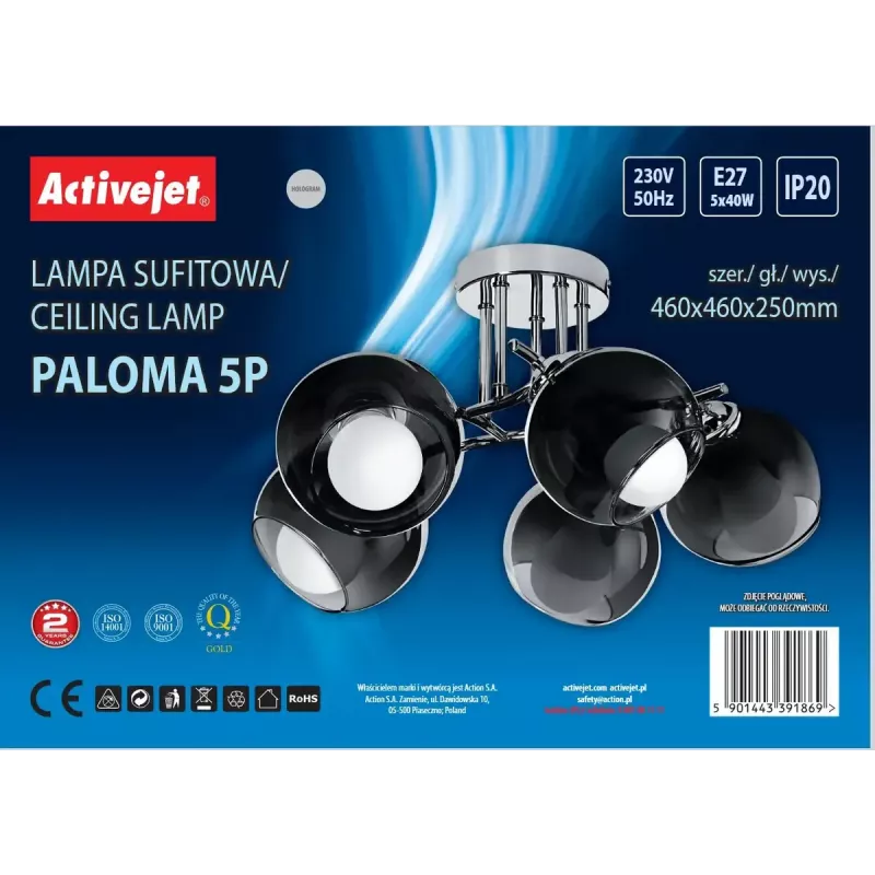 Activejet AJE-PALOMA 5P lámpara colgante, 5x E27, 5x40W