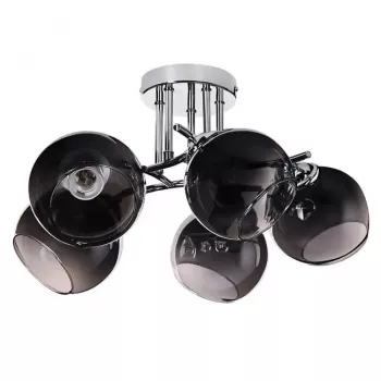 Lámpara colgante ActiveJet AJE-PALOMA 5P, 5×E27 40W, estructura plateada, cristal negro, IP20, 460×250×460 mm