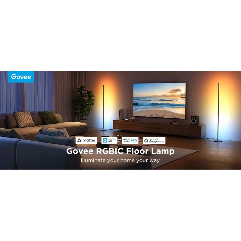 Lámpara de pie Govee Matter RGBICW H8076C13 — iluminación LED inteligente con RGBIC y blanco regulable
