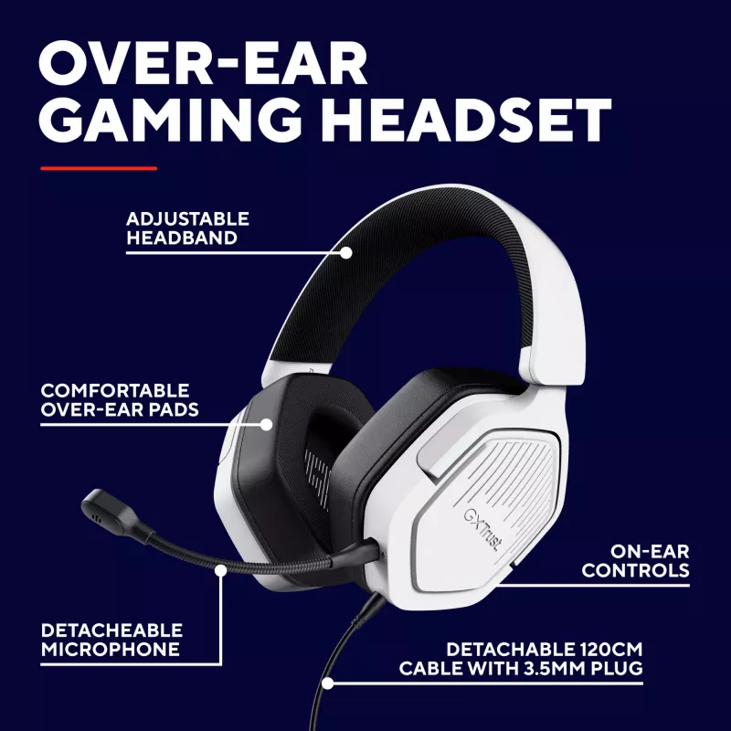 Auriculares Trust GXT492W Carus con cable diadema gaming blancos