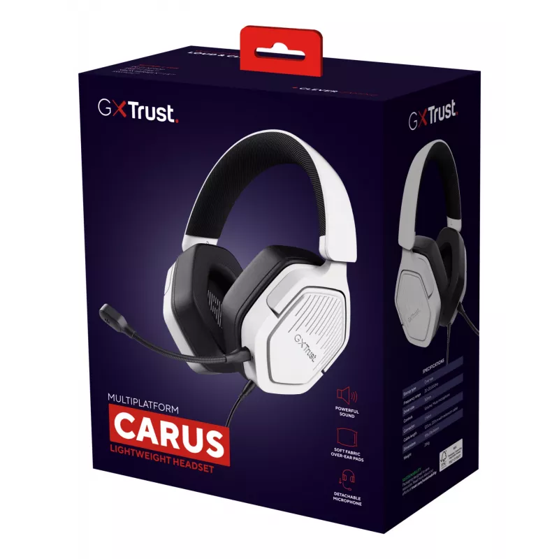 Auriculares Trust GXT492W Carus con cable diadema gaming blancos