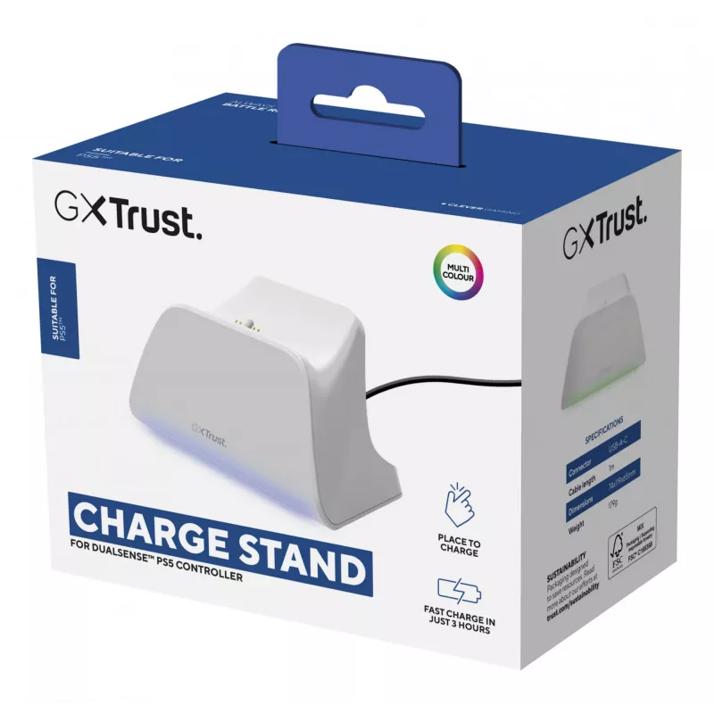 Base de carga TRUST GXT255W para PS5 doble carga, blanca