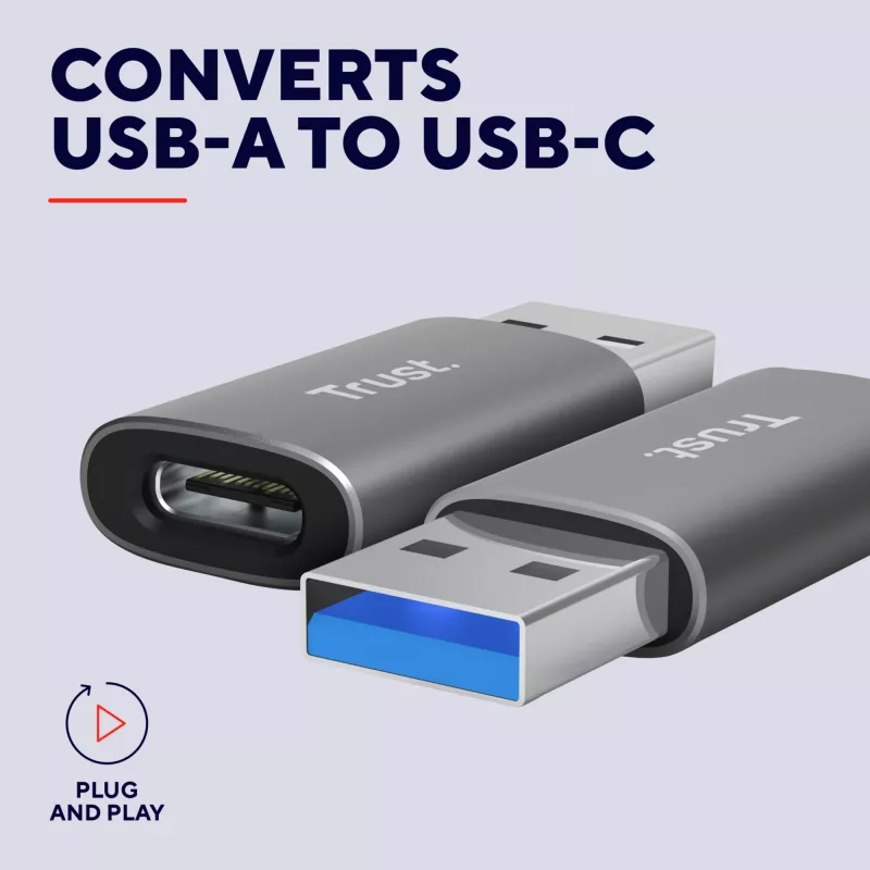 Trust Calyx USB Type-C USB Type-A gris conector 1 USB Type-C conector 2 USB Type-A