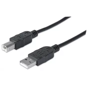 Cable Manhattan USB-A a USB-B, 3 m, conector macho a conector macho, 480 Mbit/s (USB 2.0), Hi-Speed USB, negro, garantía de por vida, corresponde a USB2HAB3M.