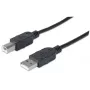 Cable Manhattan USB-A a USB-B, 3 m, conector macho a conector macho, 480 Mbit/s (USB 2.0), Hi-Speed USB, negro, garantía de por vida, corresponde a USB2HAB3M.